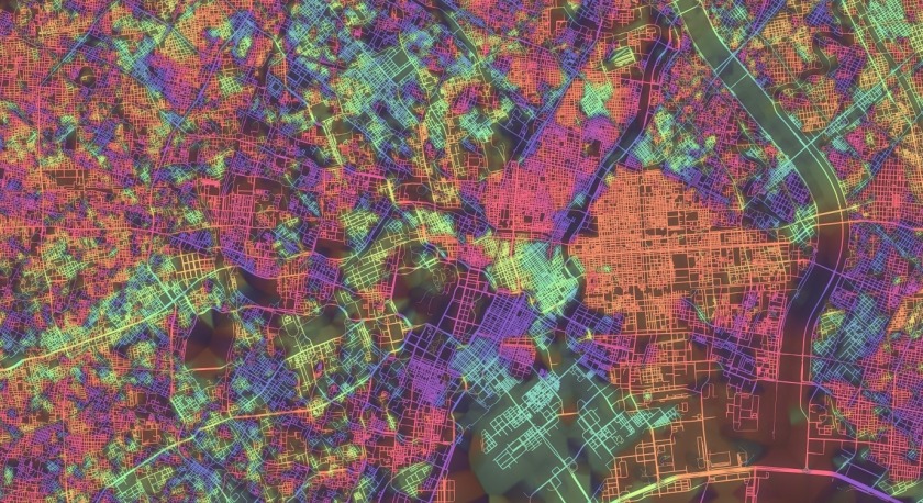 Rainbow-colored Tokyo map